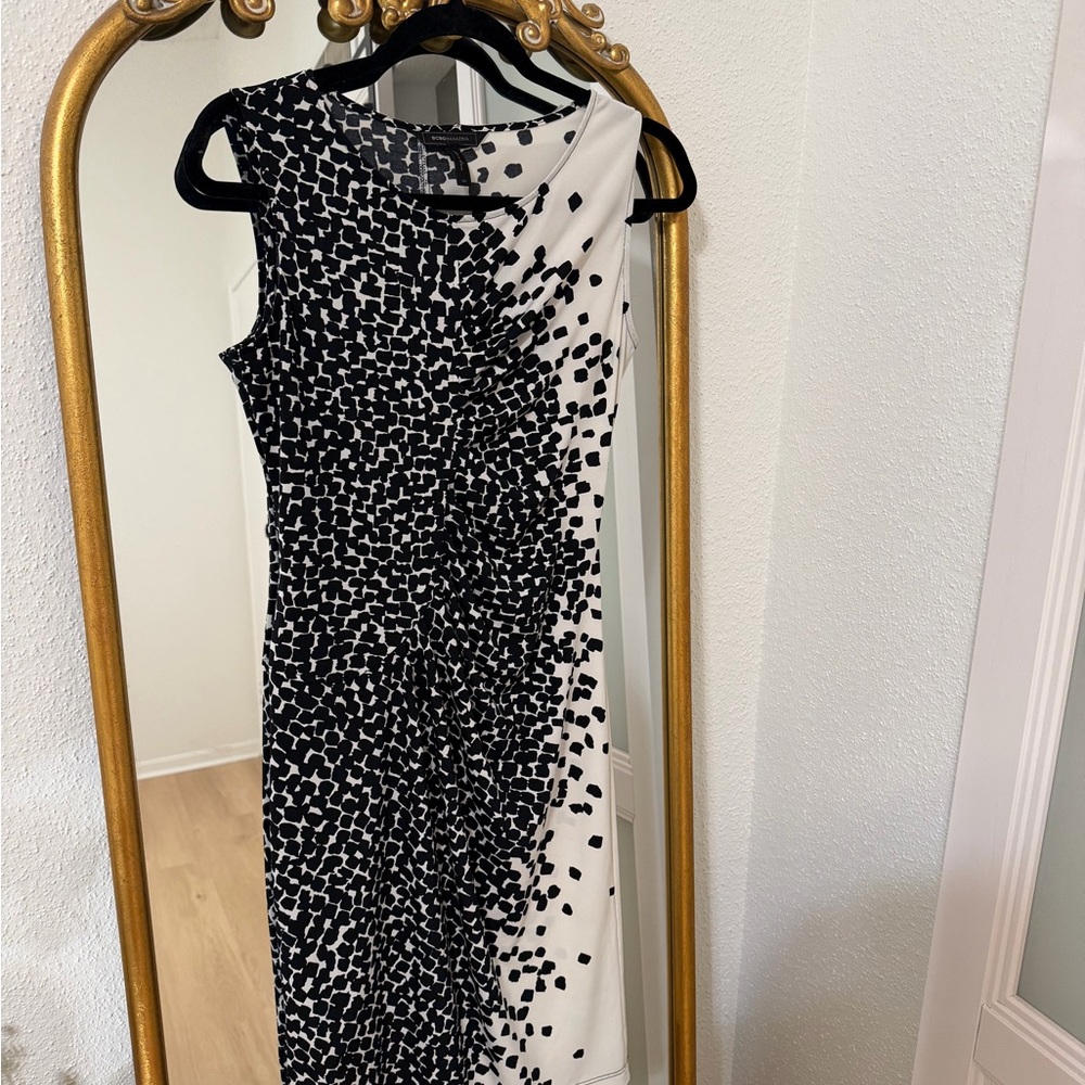 BCBGMaxAzria Black and White Midi Dress